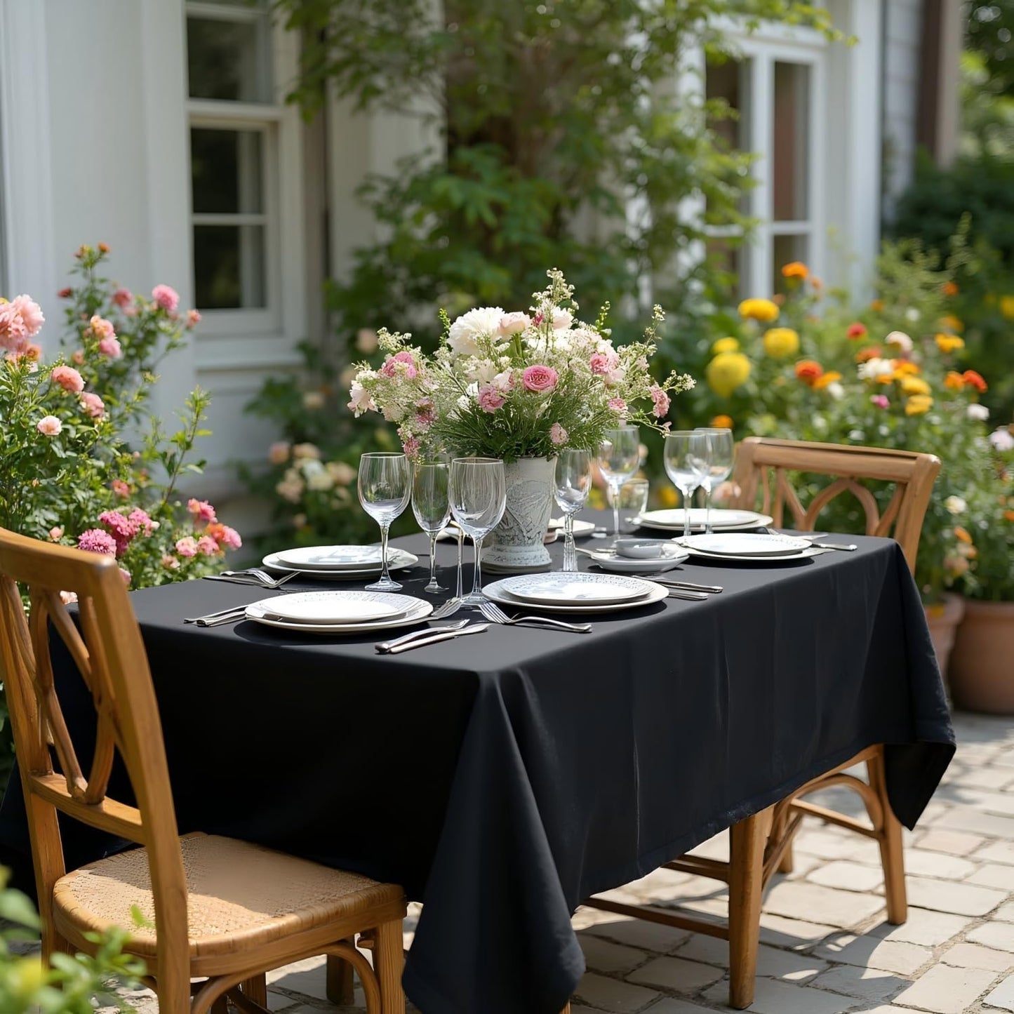 sancua Rectangle Tablecloth - 60 x 84 Inch - Stain and Wrinkle Resista
