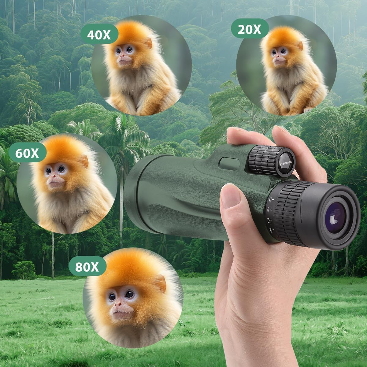 Monocular Telescope 80 x 100 High Powered Monoculars for Adults with Tripod, Monocular for Smartphone Suitable for Bird Watching Larger Vision Monoculars for Adults with BAK4 Prism & FMC Lens Green