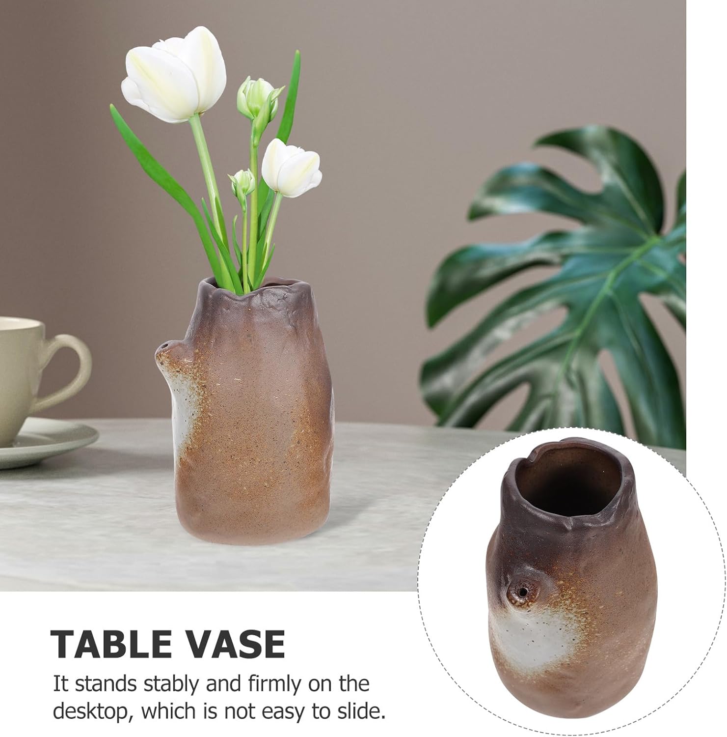 Milisten Ceramic Flower Pot Vintage Stoneware Vase for Desktop Hydrang