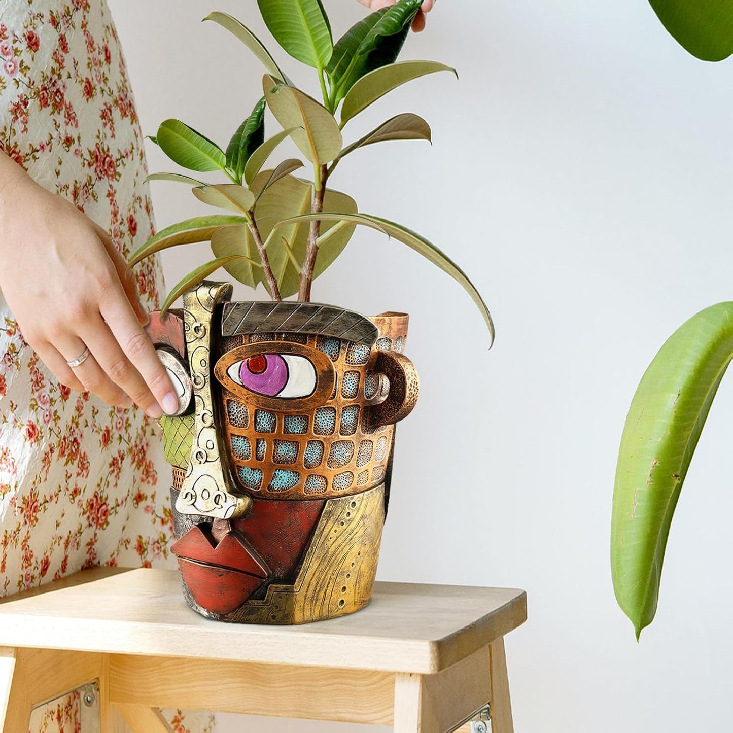 Abstract Face Planters Pots Head,Unique Head Planter for Indoor Plants