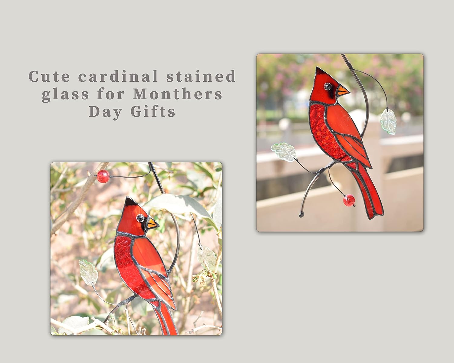 Lolitarcrafts Bigger Cardinal Stained Glass Window Hangings Cute Birds