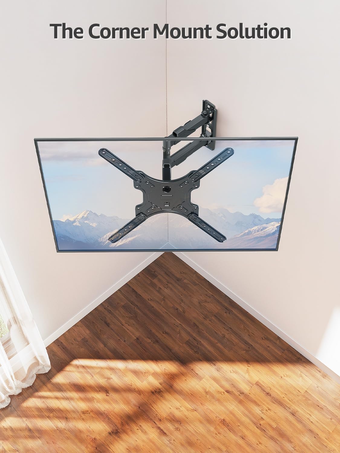MOUNTUP Full Motion TV Wall Mount for Most 26-60 Inch TVs, Max VESA 400x400mm Wall Mount TV Bracket with Swivel Tilting Extension Level Adjustment for LED LCD Flat Curved TVs Up to 77 LBS, MU0018