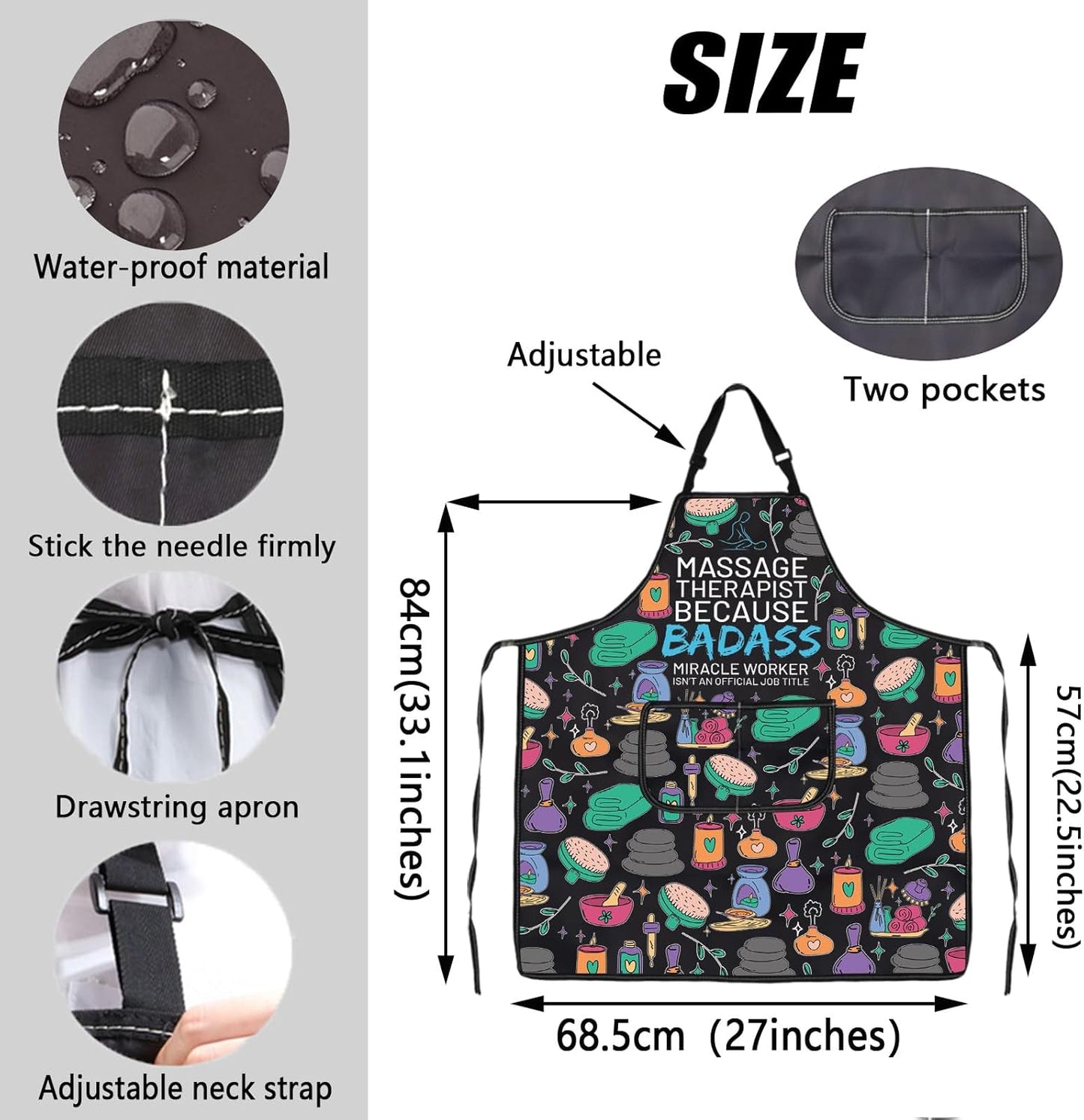 JXGZSO Massage Therapist Apron Massage Therapist Tools Apron LMT Gift Licensed Massage Therapist Apron