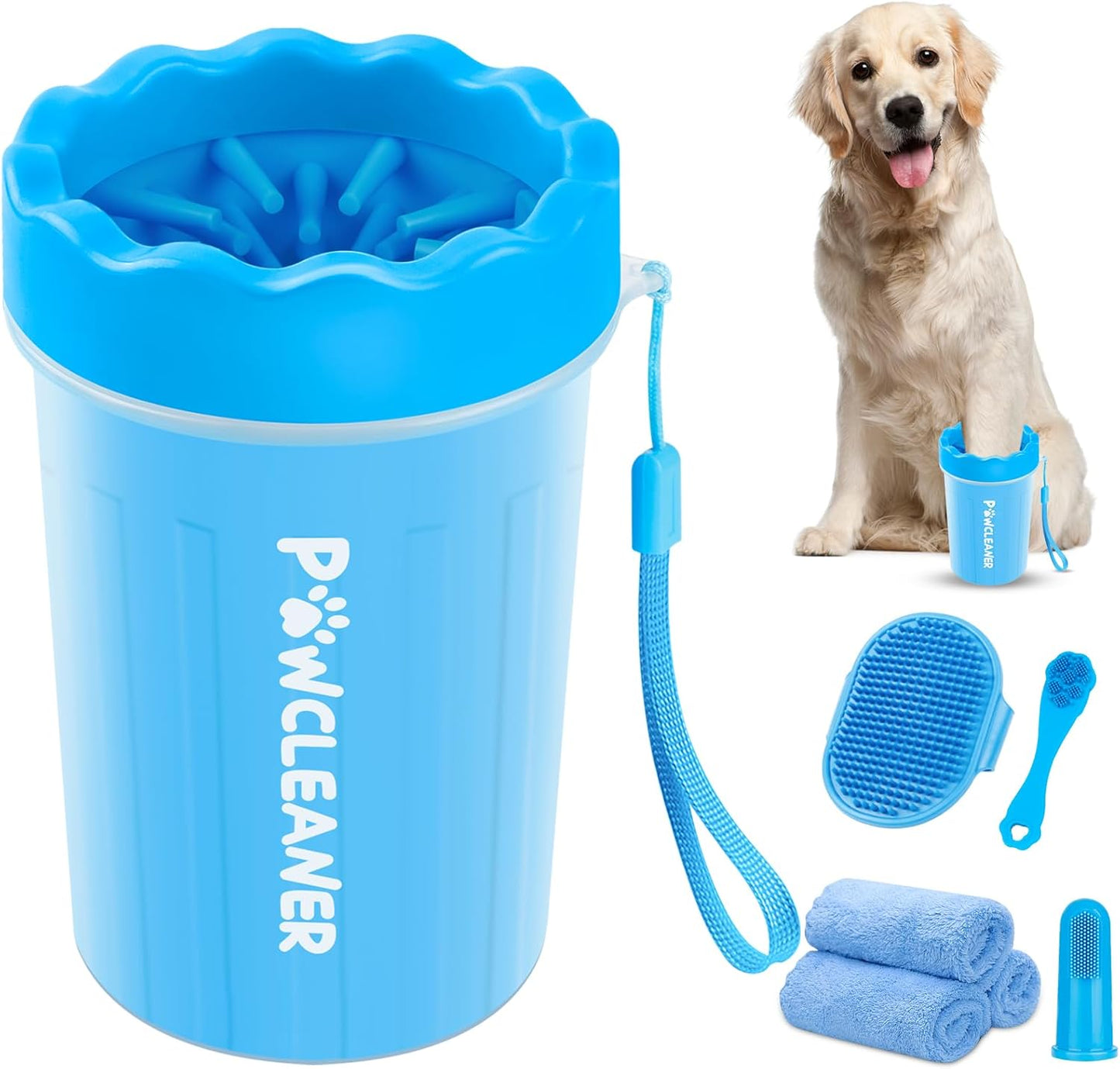 Professional 7 in 1 Dog Paw Cleaner for Dogs & Cats - Includes 1 Porta