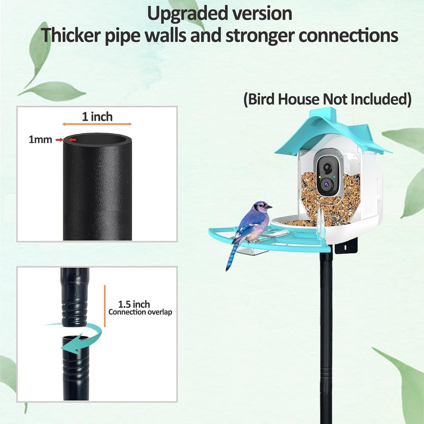 78 Inch Birds House Poles Mount Kit Pole Adjustable Heavy Duty Stand with Strong Base,Suitable for Various Types Bird House（NOT Included Bird House）