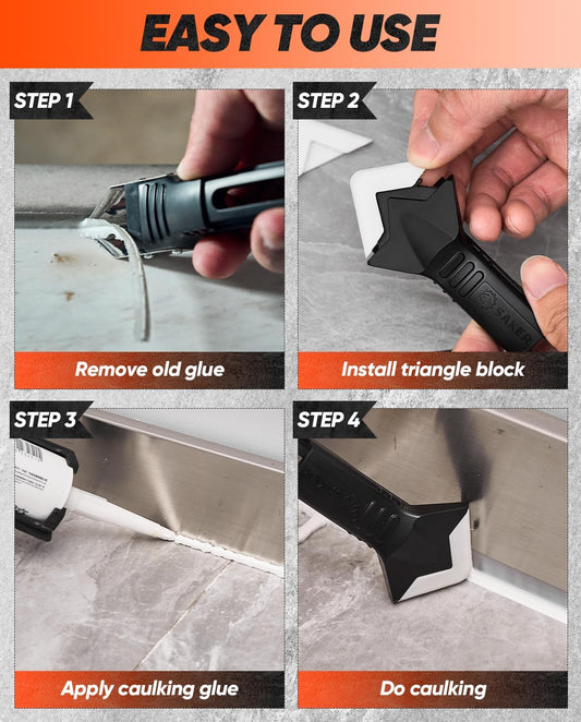 Saker Silicone Caulking Tools-3 in 1 Sealant Finishing Tool Grout Remo