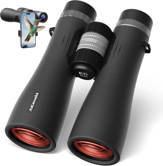 12X50 Professional Binoculars for Adults, High Power Binoculars with Phone Adapter/BAK4 Prism/FMC ED Lens/Low Light Night Vision/IP67 Waterproof for Bird Watching, Hunting, Outdoor, Hiking, Concerts