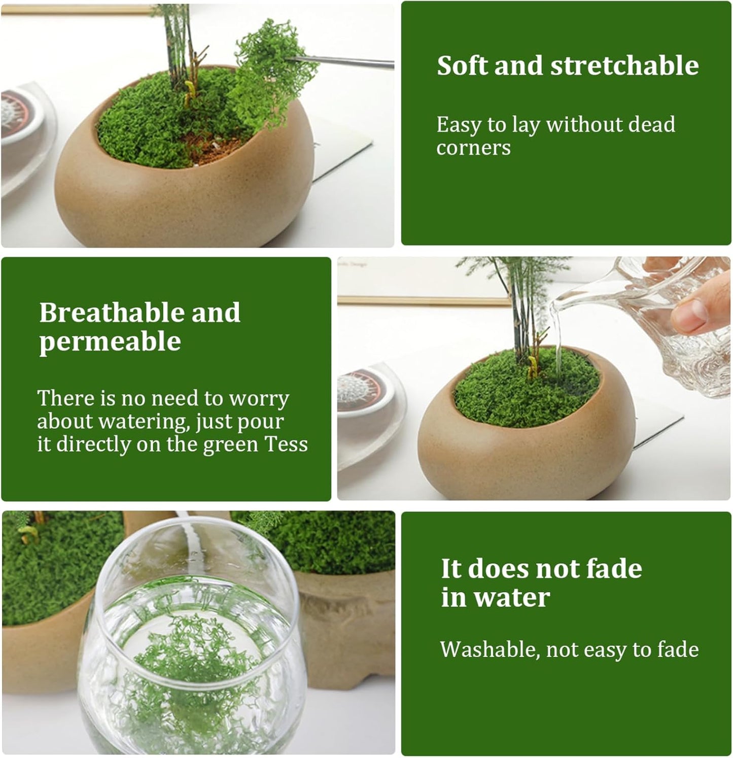 Fake Moss, 50g Plastic Artificial Moss Realistic Looking Faux Moss Nutural Fake Green Lichen Plants for Plant Pot Garden Patio Decoration, Light Green, Artificial Plants