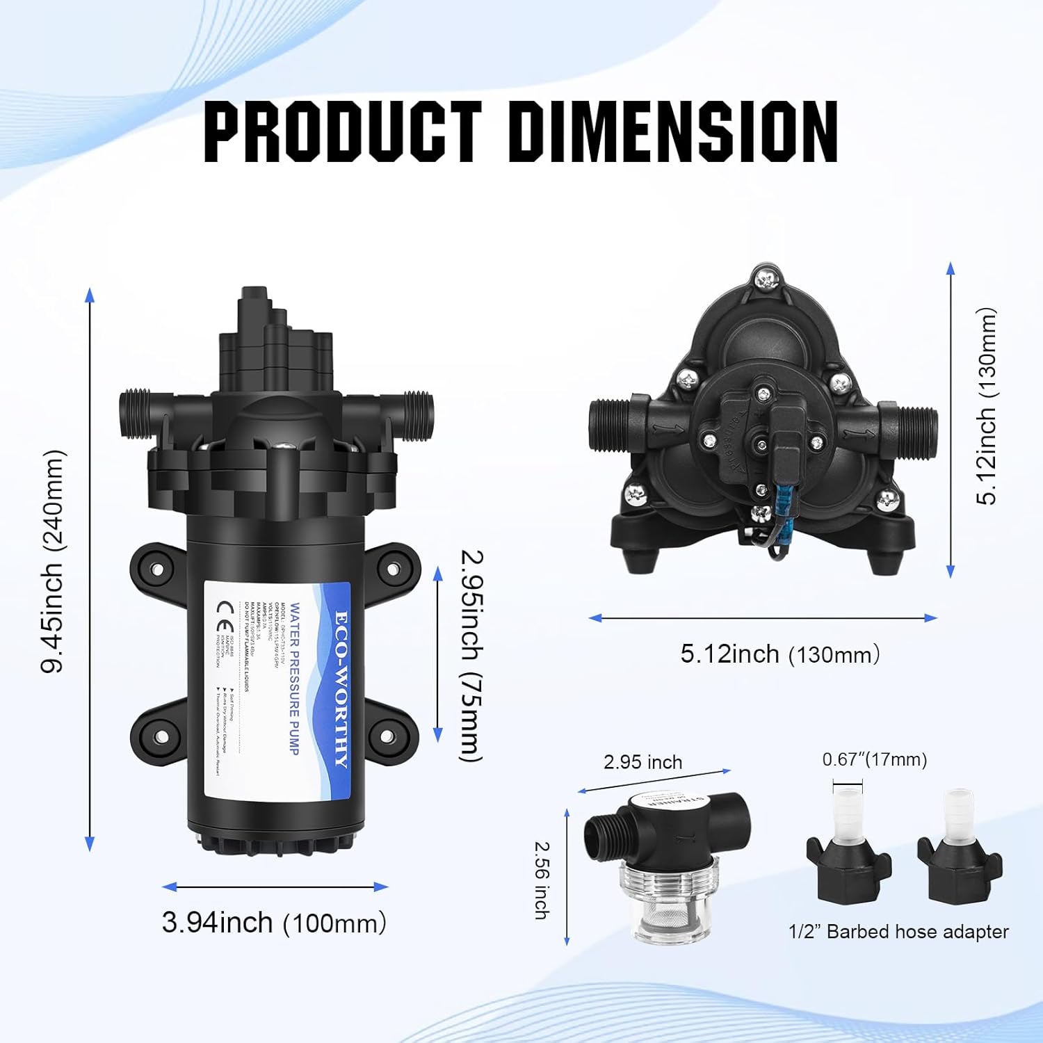 ECO-WORTHY 33-Series Industrial Water Pressure Pump 110V AC 4.0GPM 50P