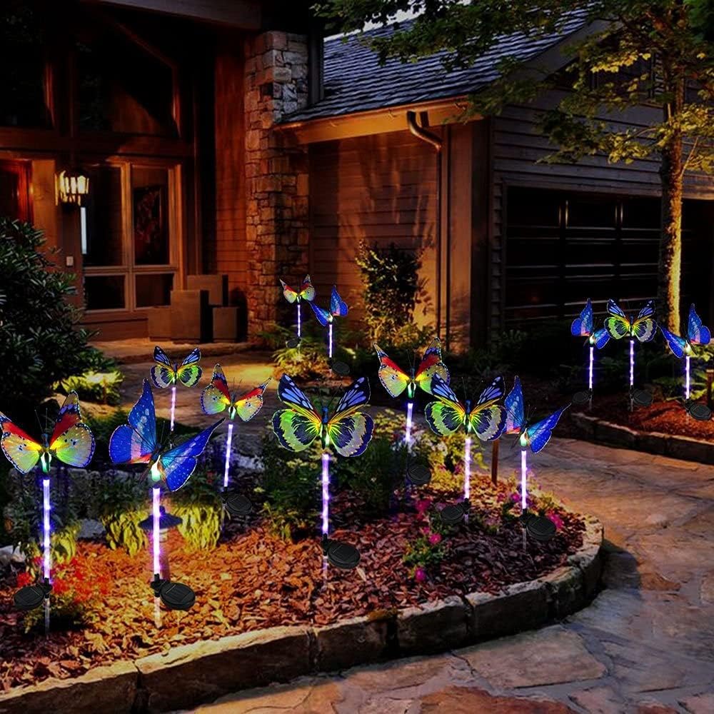 LED Fiber Optic Butterfly Light Outdoor Garden Lawn Landscape Decorative Light Solar Lights for Garden Decoration