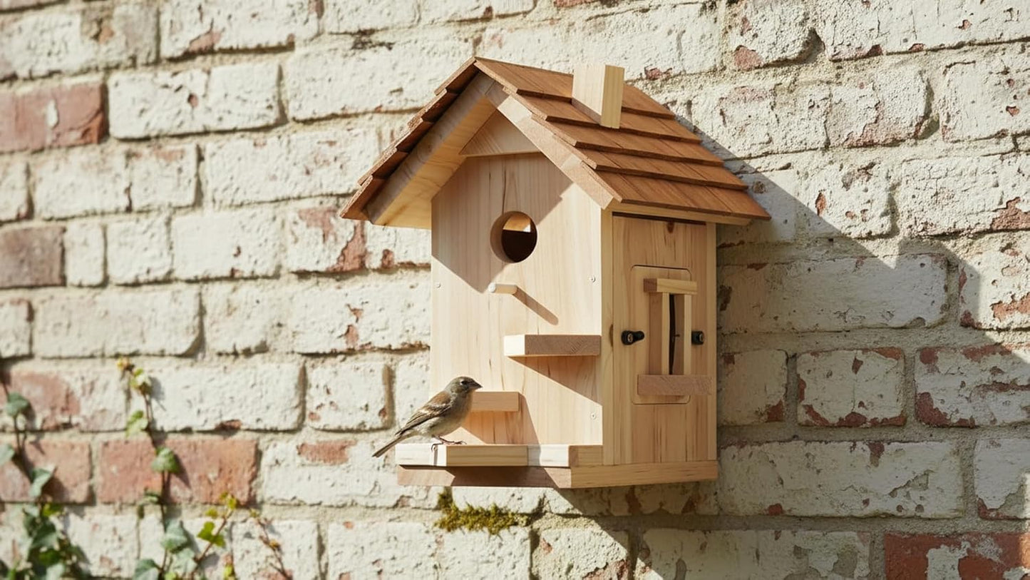 Large Bird Houses for Outside Clearance Wooden Bird House Kit - Bluebird House for Outside - Build it Yourself Birdhouse Kits for Adults to Build - Pole Mountable - Easy Open for Cleaning