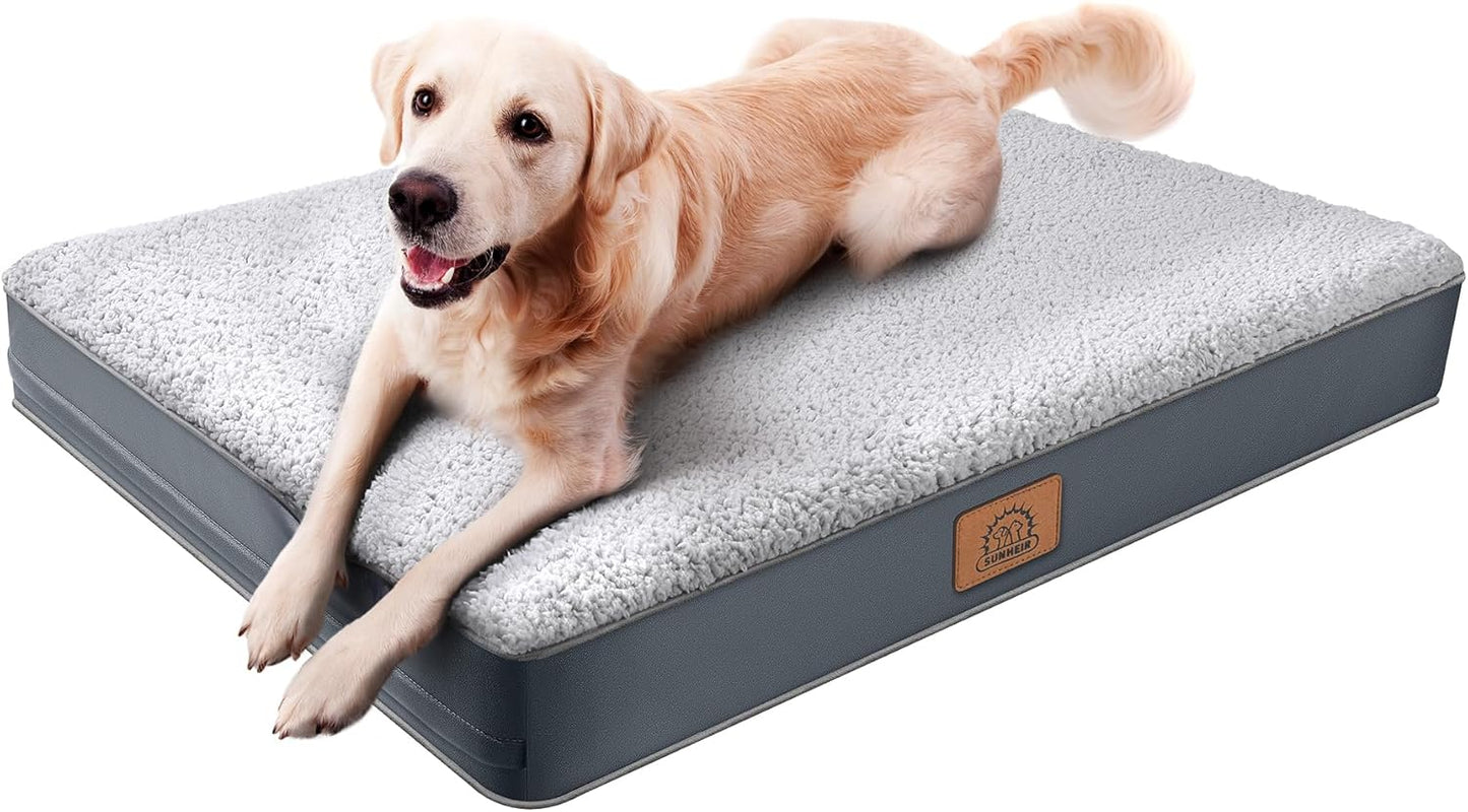 Sunheir Orthopedic Dog Bed for Large Dogs - Big Waterproof Dog Crate B