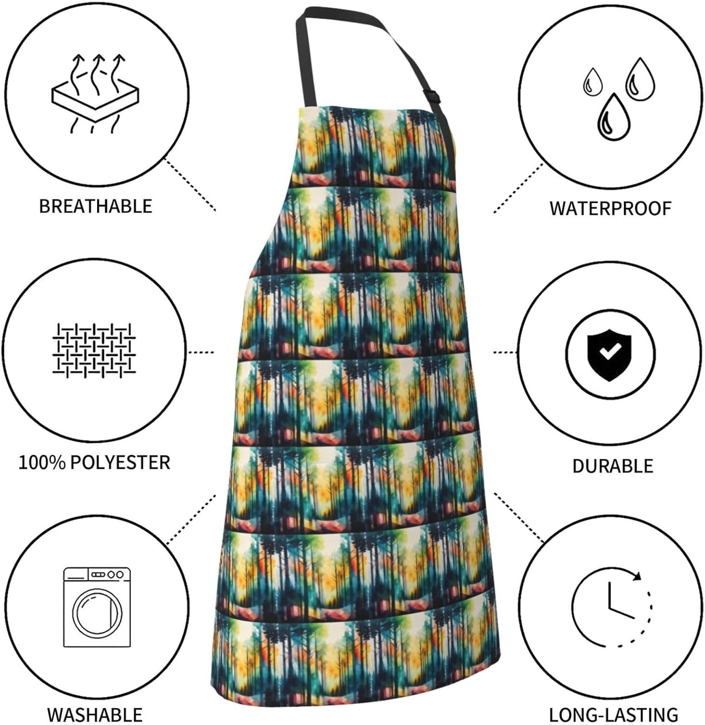 YANYU Tree Art Print 28x33 In Kitchen Apron Stylish Chef Apron with Po