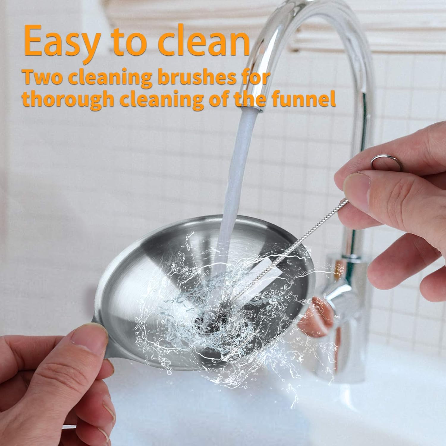Metal Stainless Steel Funnel, Large Medium Small Funnel Set of 3, Food