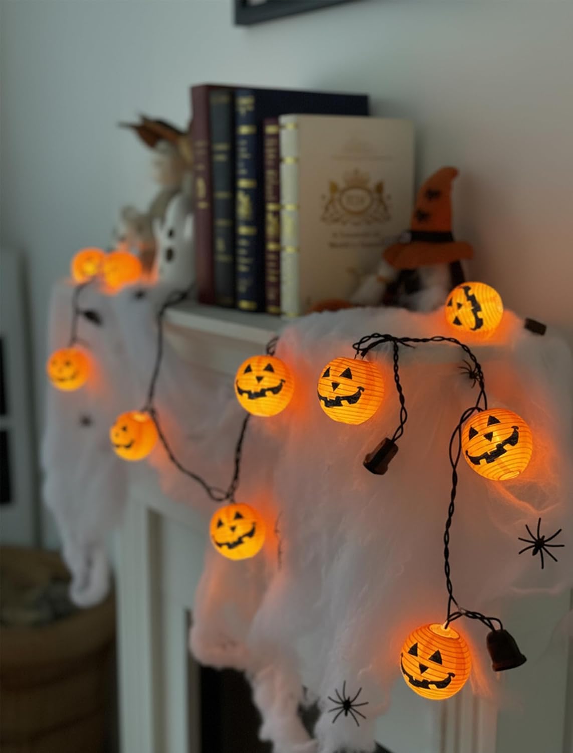 Halloween Outdoor Pumpkin String Lights, 8.5FT 10 Jack-o’-Lantern Lant