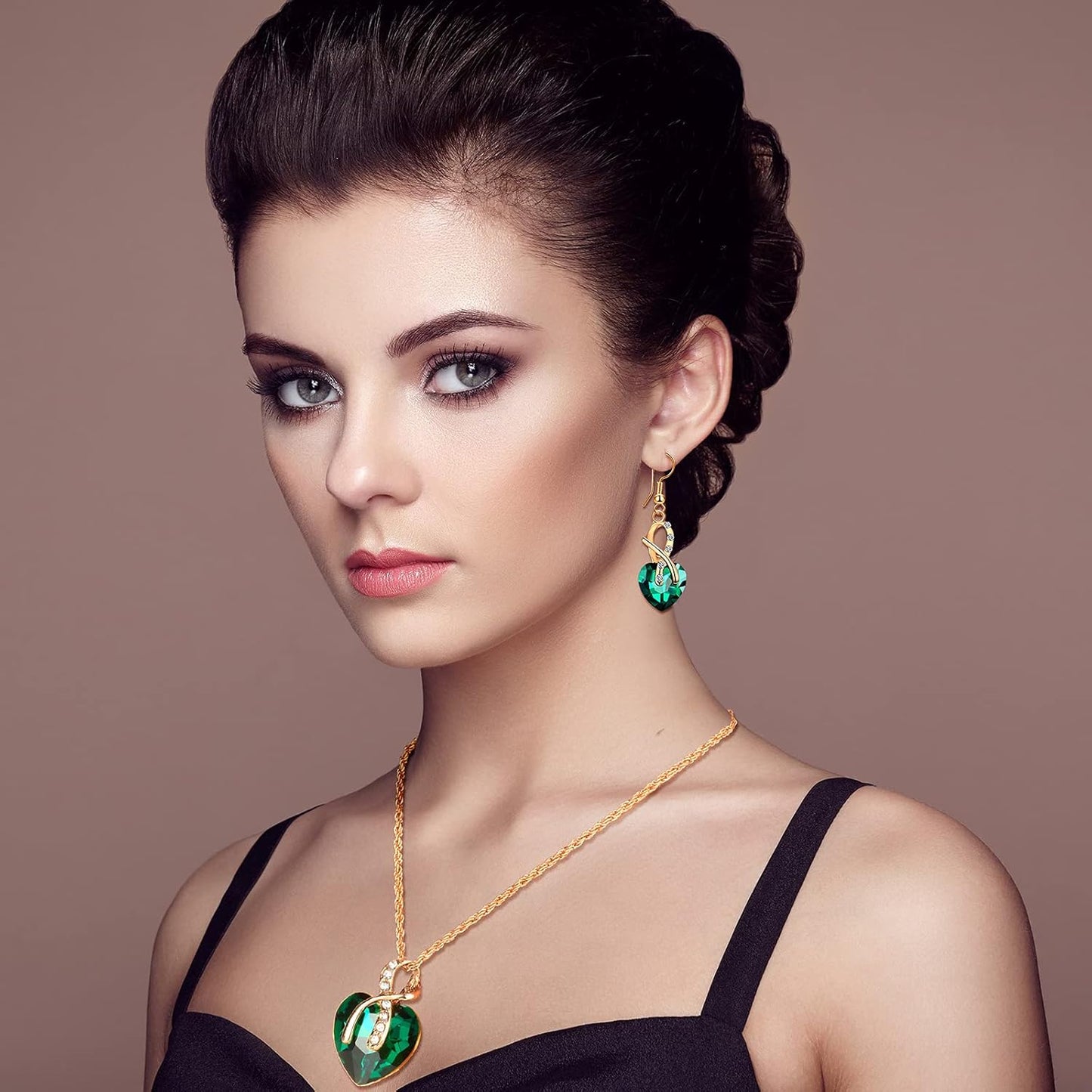MTLEE 4 Set Peacock Jewelry Sets for Women Crystal Necklace Earrings R