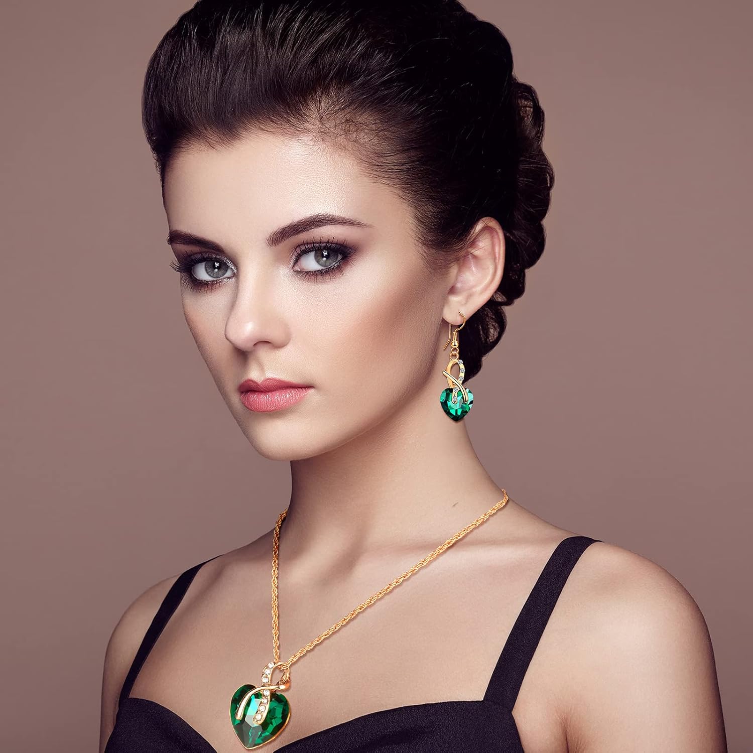 MTLEE 4 Set Peacock Jewelry Sets for Women Crystal Necklace Earrings R