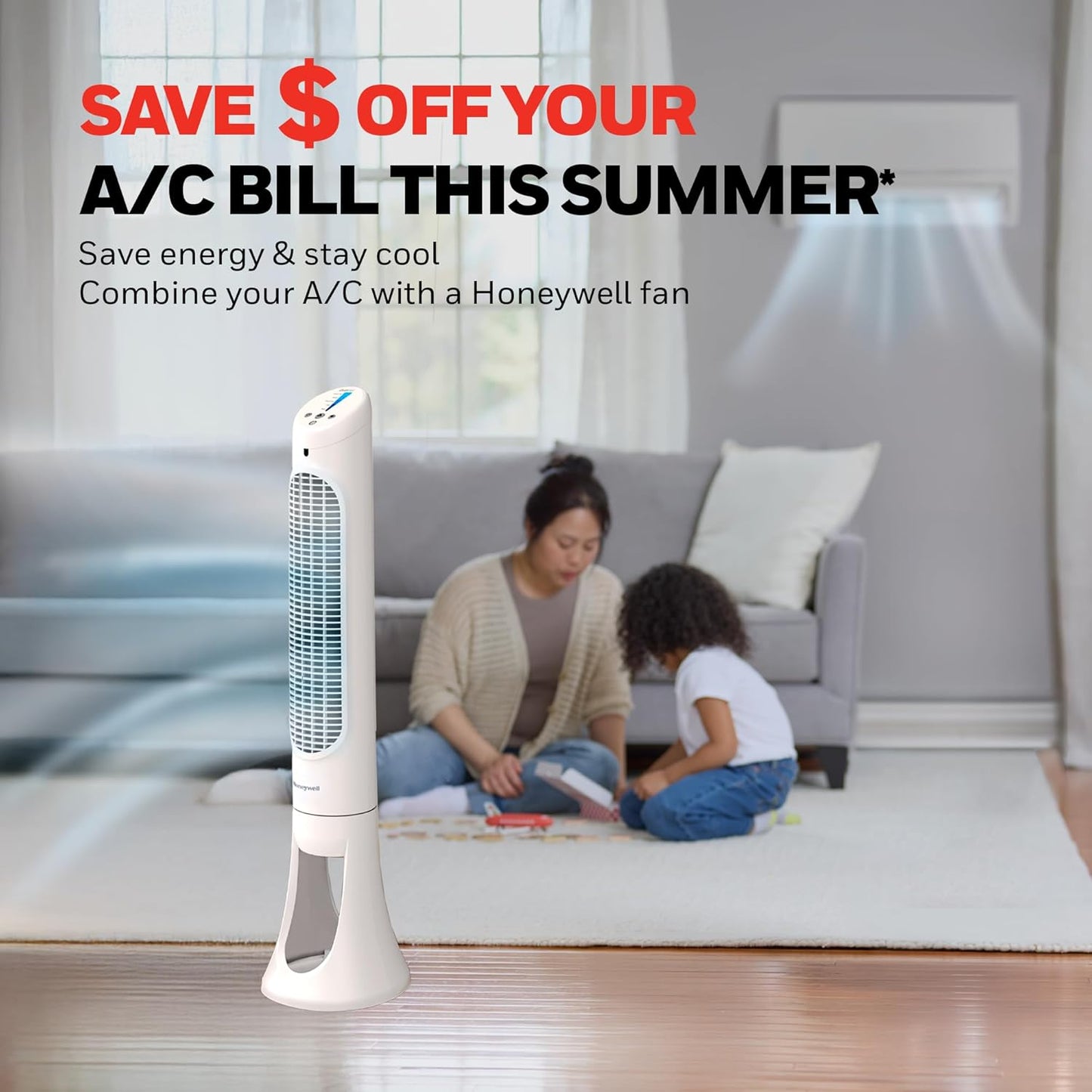 Honeywell QuietSet Whole Room Oscillating Tower filter Fan with Remote, White, HYF260