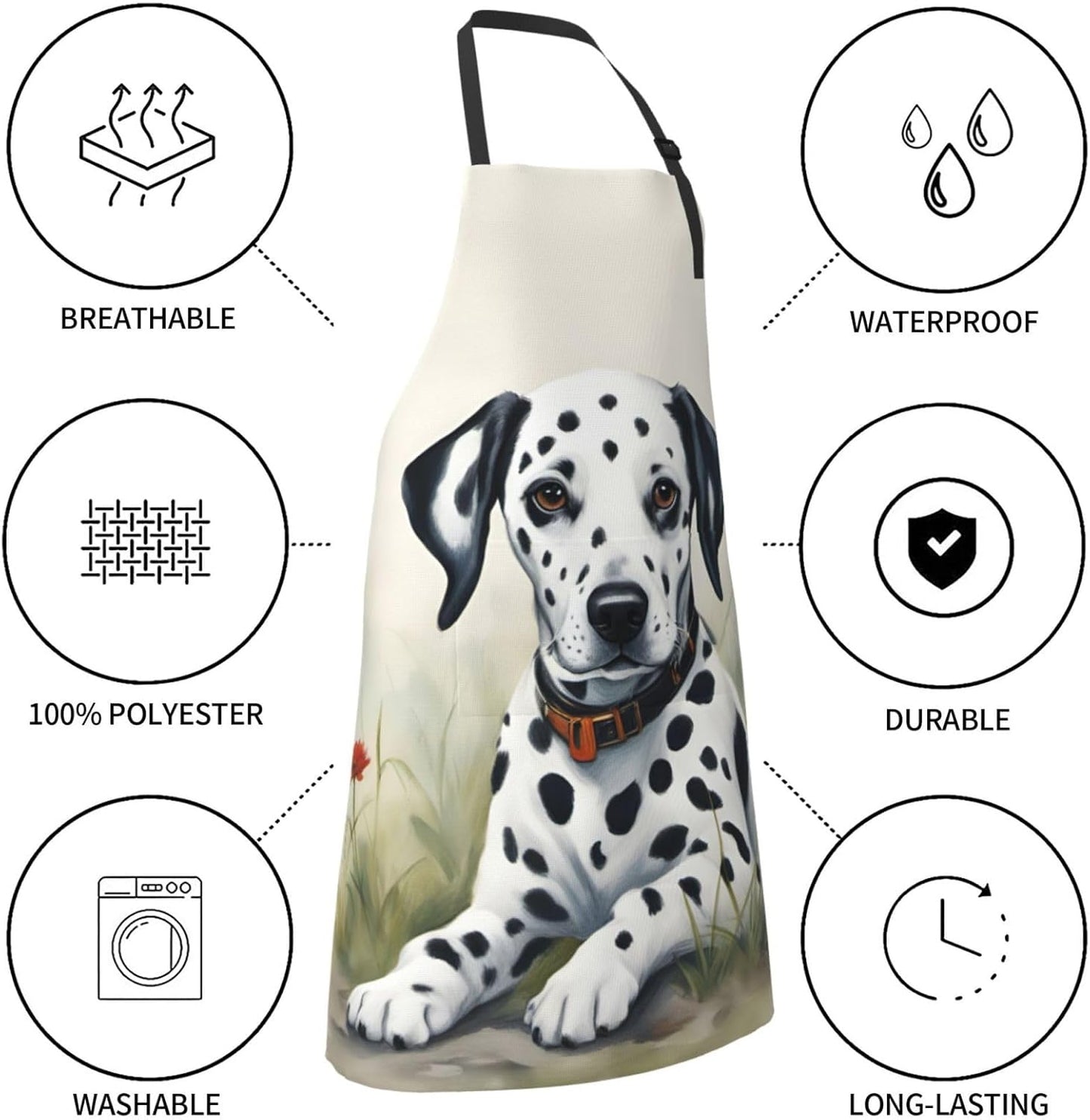 Dalmatian print Waterproof chef's apron with pocket apron for kitchen cooking baking barbecue and gardening