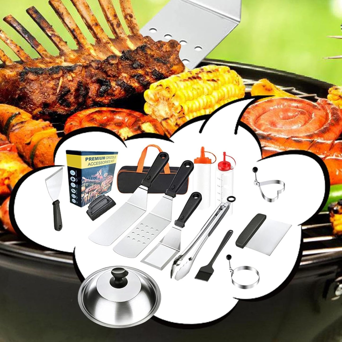 Barbecue Set - Efficient Grill Accessories Tool,Portable Heavy-Duty 14