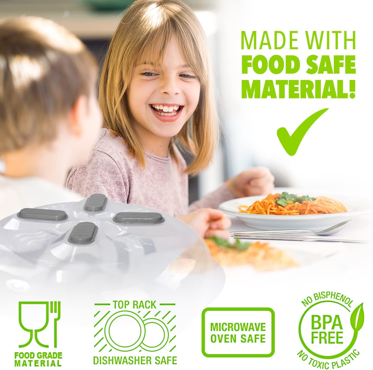 HOVER COVER Magnetic Splatter Cover, 12-Inch Clear BPA-Free Food Lid, 