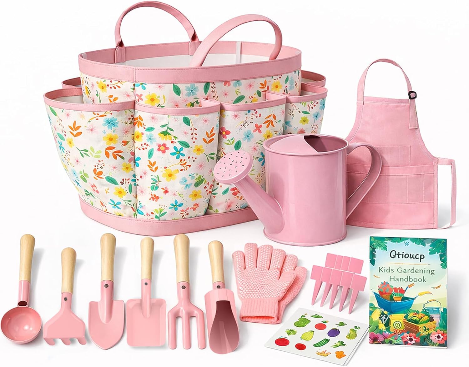 Kids Gardening Set 14Pcs Garden Tools with Tote Bag,Watering Can, Shov