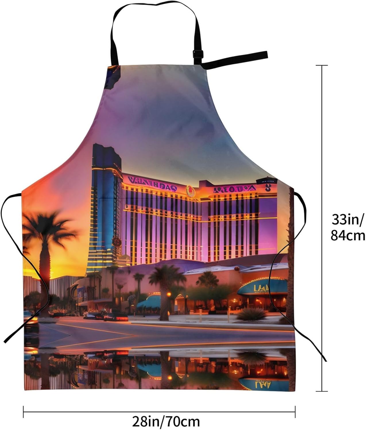 Las Vegas Sunset 1 Print Laundry apron 28x33 In Waterproof Kitchen Apron with Pockets for Cooking Baking