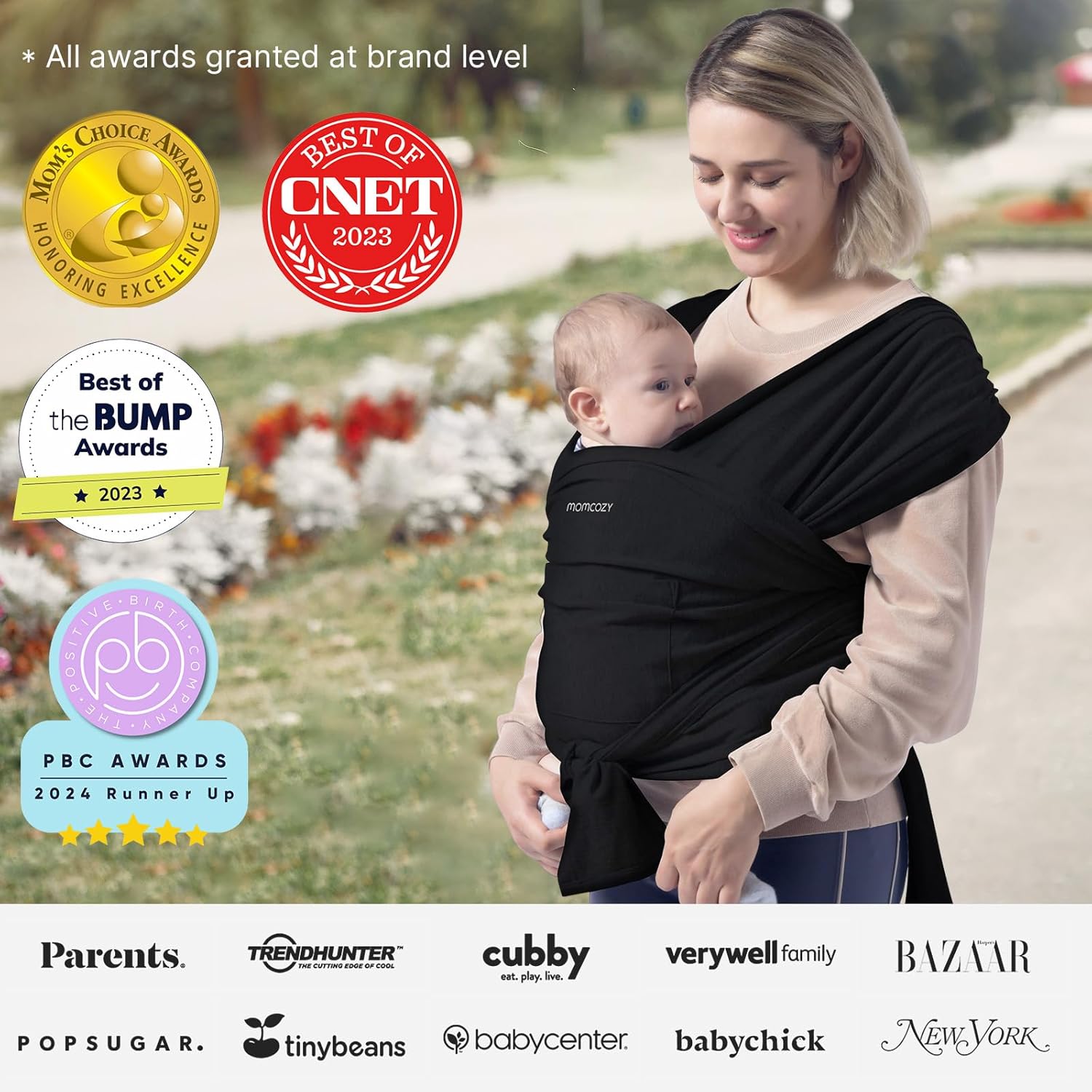 Momcozy Baby Wrap Carrier, Easy to Wear Infant Carrier Slings, Lightwe