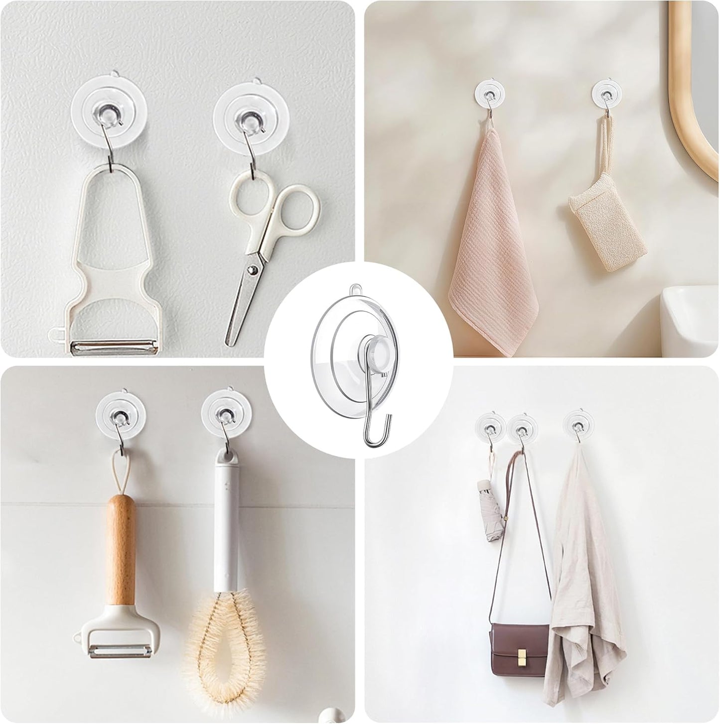 18 Pack Suction Cup Hooks Max Load 10LB, 1.77Inch Suction Cup Hook for Glass Window, Reusable, Suitable for Glass, Windows, Bathrooms, Kitchens, Tiles, Shower Cubicles