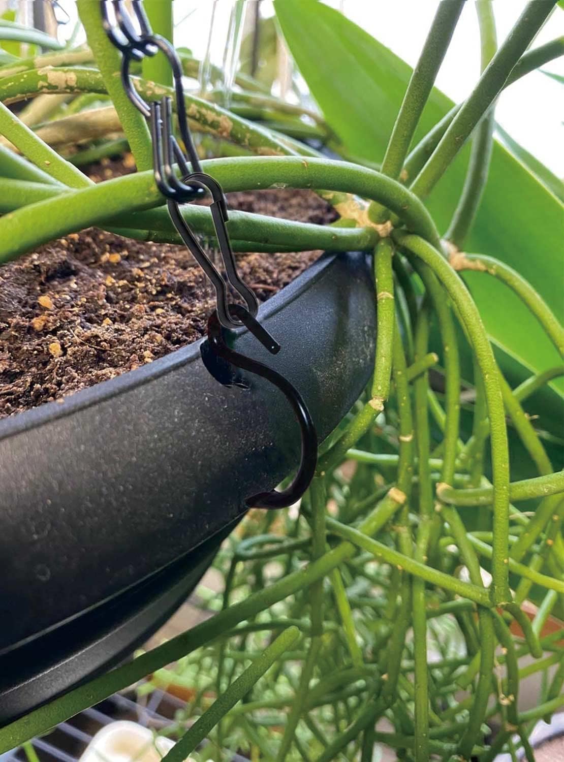 Hanging Basket Chain for Hanging Plants Flower Pot Chains, 2 Sets Black 24 inch 3 Point Hanging Chains Hangers for Bird Feeders, Billboards, Lanterns, Decorative Ornaments