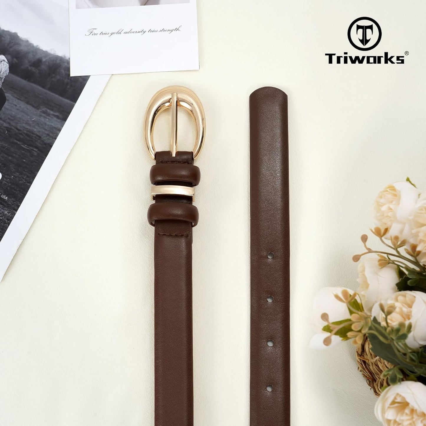 TRIWORKS 2 Pack Women Leather Belt for Jeans Pants Fashion Ladies Skin