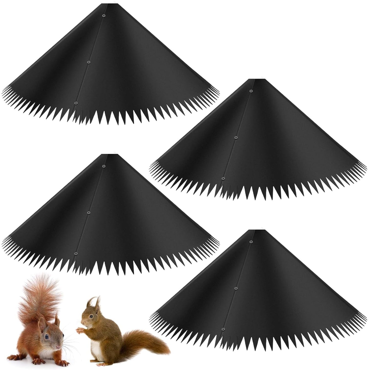 Qualirey 4 Pcs 19 Inch Squirrel Baffle for Bird Feeder, Black Plastic Guard Stopper Keep Squirrels Off Baffle for Bird Feeder Pole for Outdoor Shepherd's Hook House