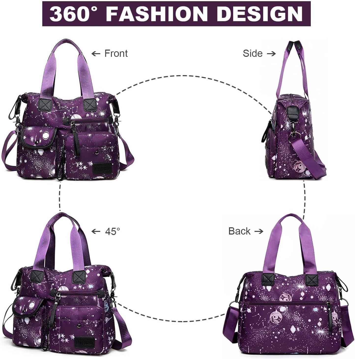 Tote Bag for Women,Multi Pockets Shoulder Handbag,Nurse Bag for Work,L