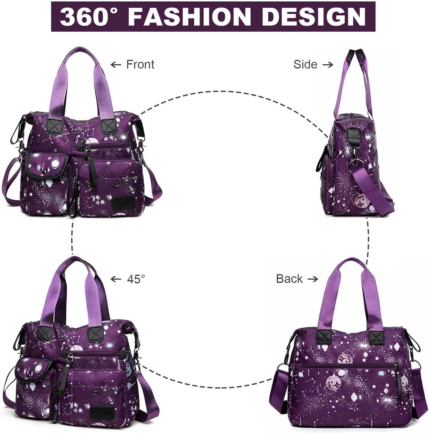 Tote Bag for Women,Multi Pockets Shoulder Handbag,Nurse Bag for Work,L
