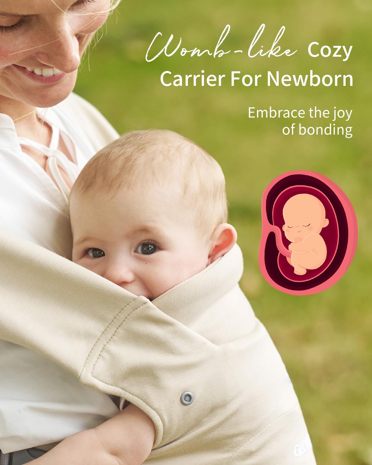 GROWNSY Baby Carrier, Cozy Newborn Carrier, Ergonomic Baby Wraps Carri