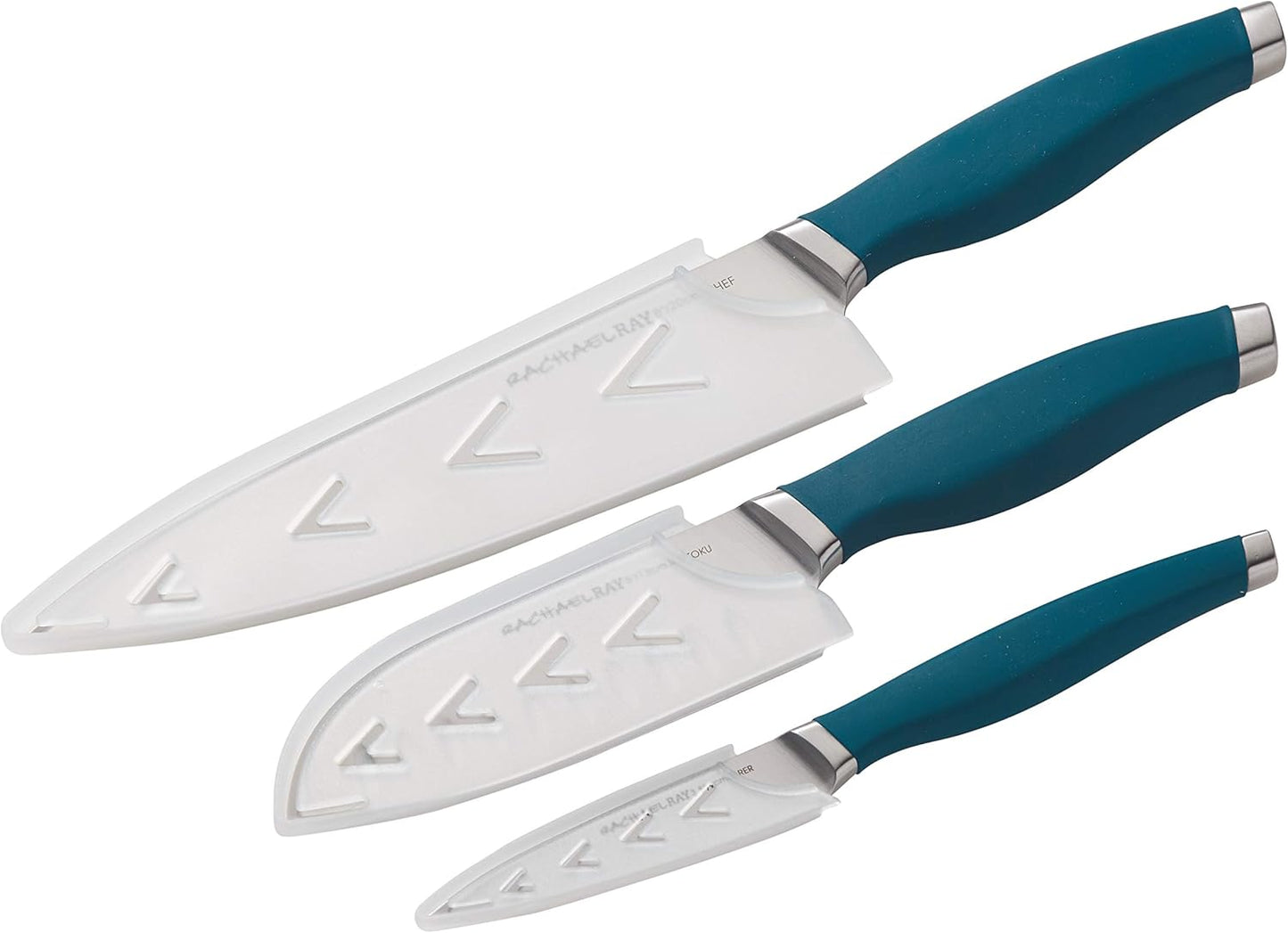 Rachael Ray Cutlery Japanese Stainless Steel Knives Set with Sheaths, 