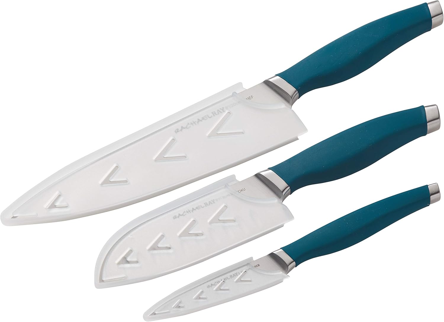 Rachael Ray Cutlery Japanese Stainless Steel Knives Set with Sheaths, 