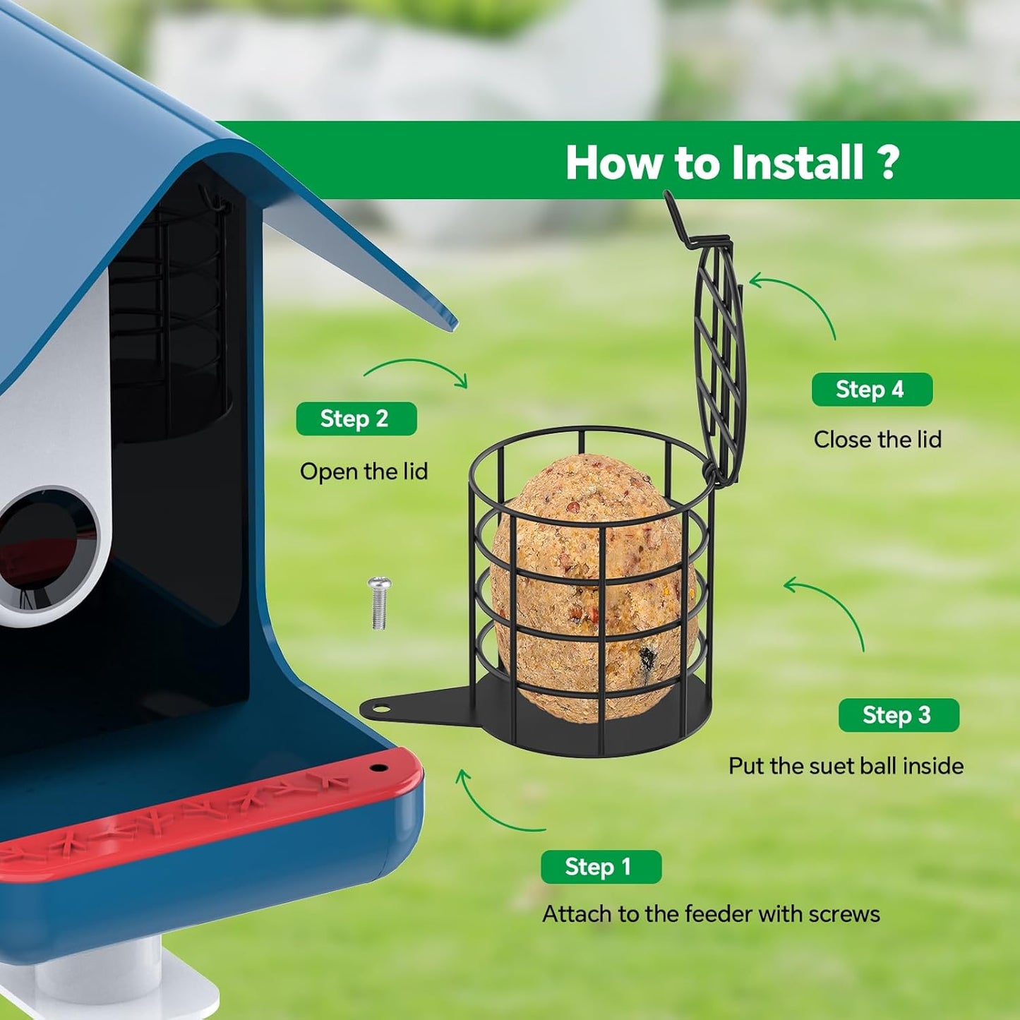 Metal Suet Ball Holder Designed for Bird Buddy Smart Bird Feeder with 