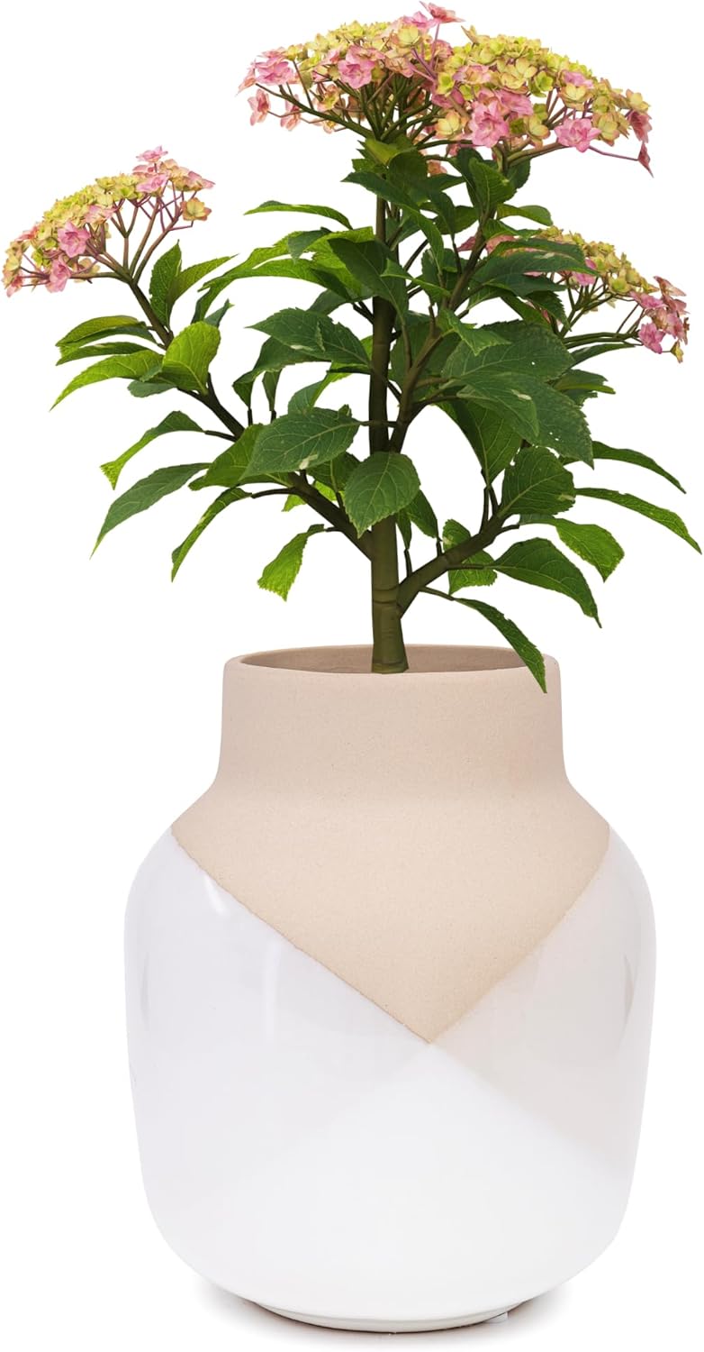 Home Round Oval Flower Vase Pot Modern Flat Navy Indoor & Outdoor Cera