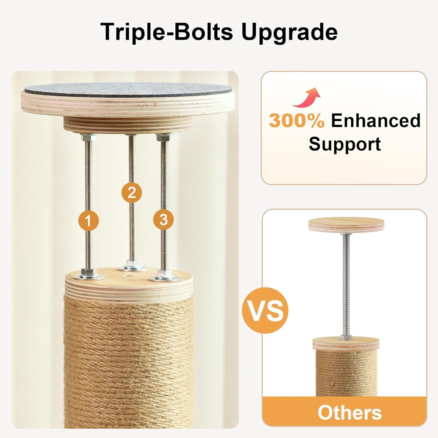 FUKUMARU Floor to Ceiling Cat Tree, 6 Level Adjustable Height (5.7-9.8