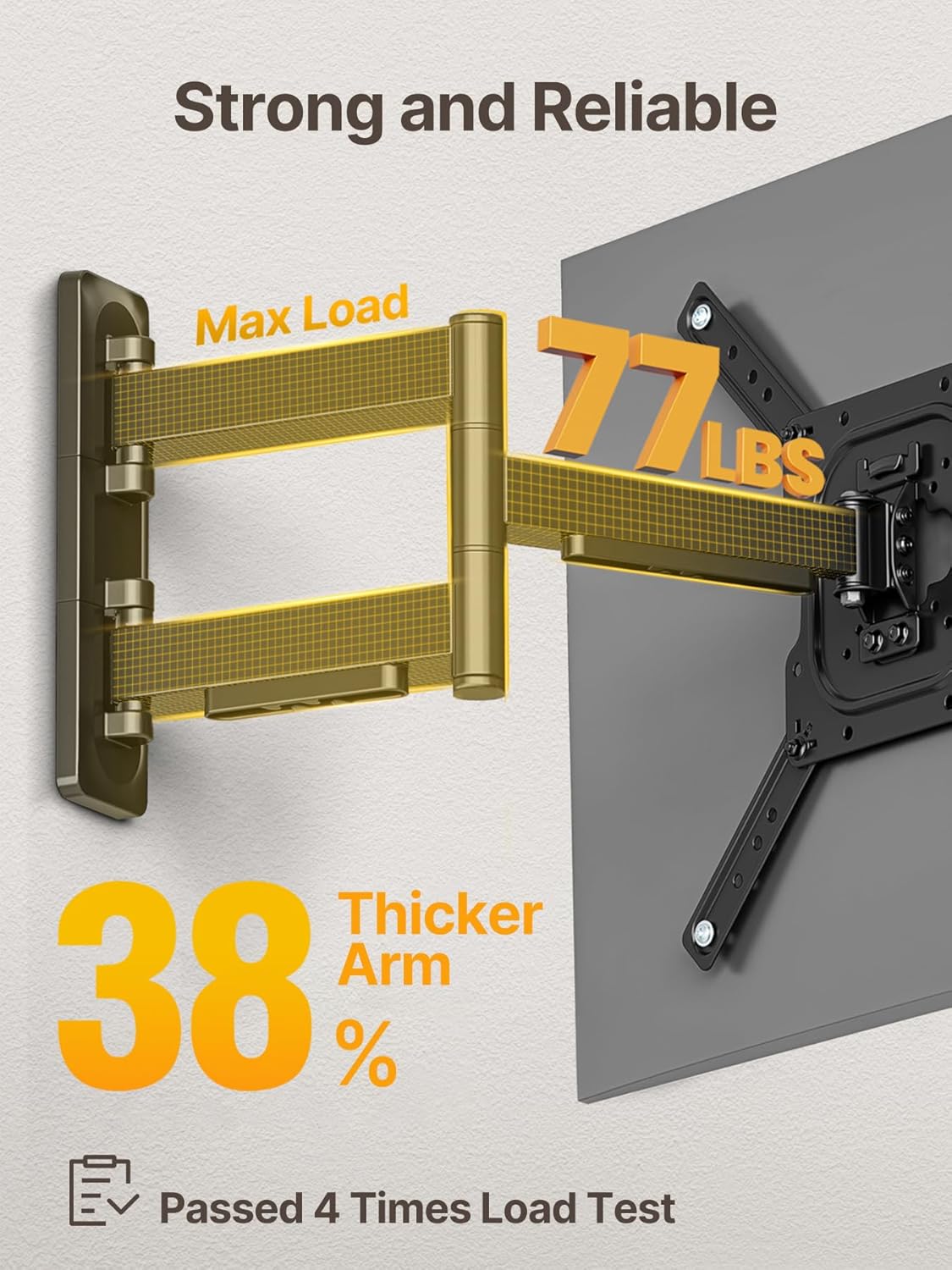 monTEK Full Motion TV Wall Mount for 23–65 Inch Flat & Curved TVs and 