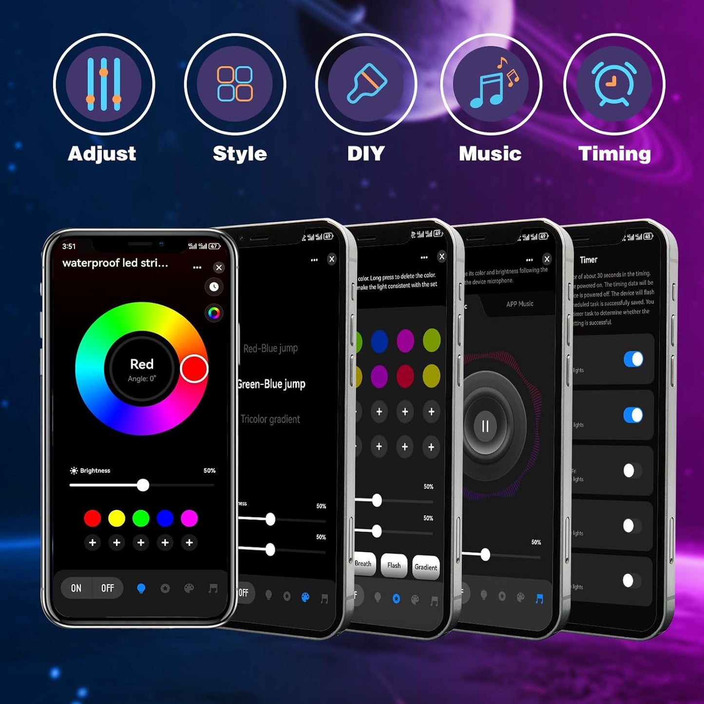 KSIPZE 50ft Outdoor led Strip Lights Waterproof IP68, RGB Outdoor led 