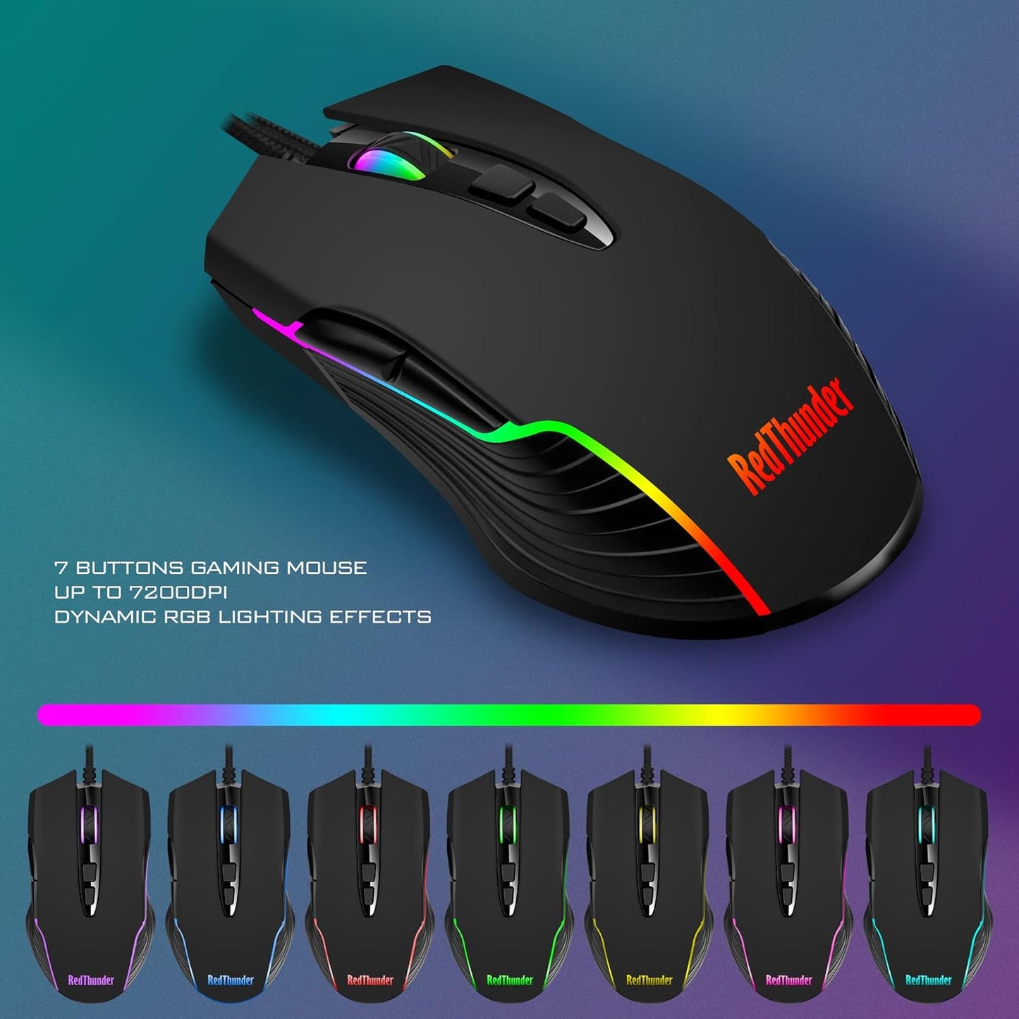 RedThunder K10 Wired Gaming Keyboard and Mouse and Wrist Rest Combo, R
