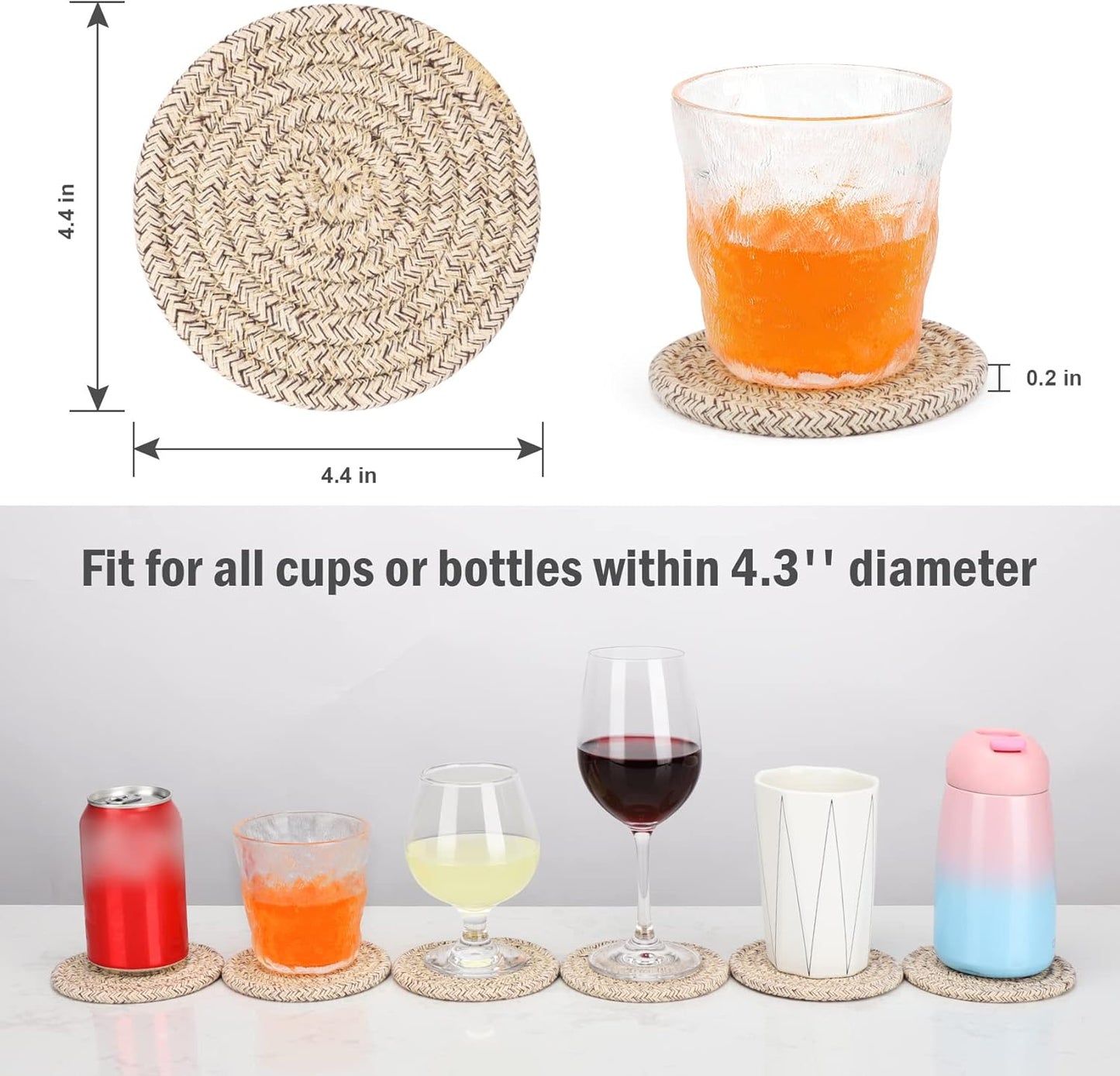 ABenkle 8 Pcs Drink Coasters with Holder, Cotton Woven Absorbent Coast