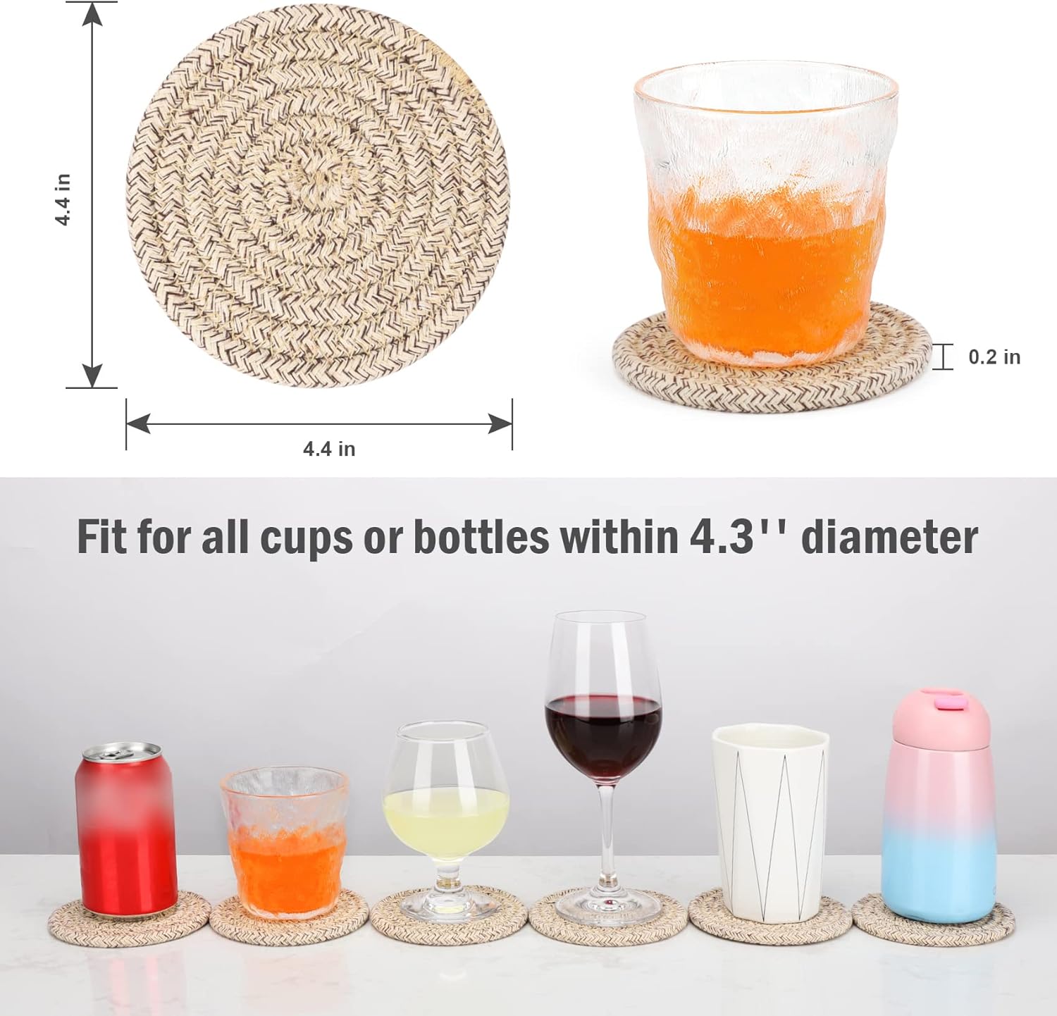 ABenkle 8 Pcs Drink Coasters with Holder, Cotton Woven Absorbent Coast