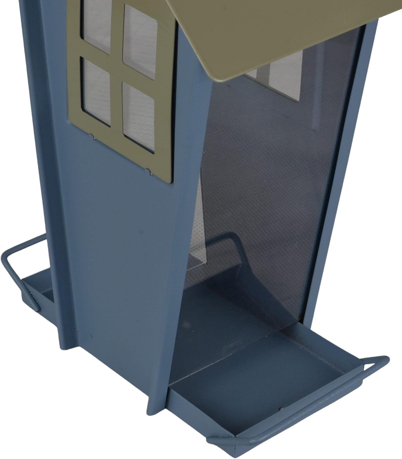 Acerich Window Bird Feeders for Outside, Transparent Hanging Humming Bird Feeders, Seed Tray with Drainage Holes to Keep Seeds Dry (Blue)