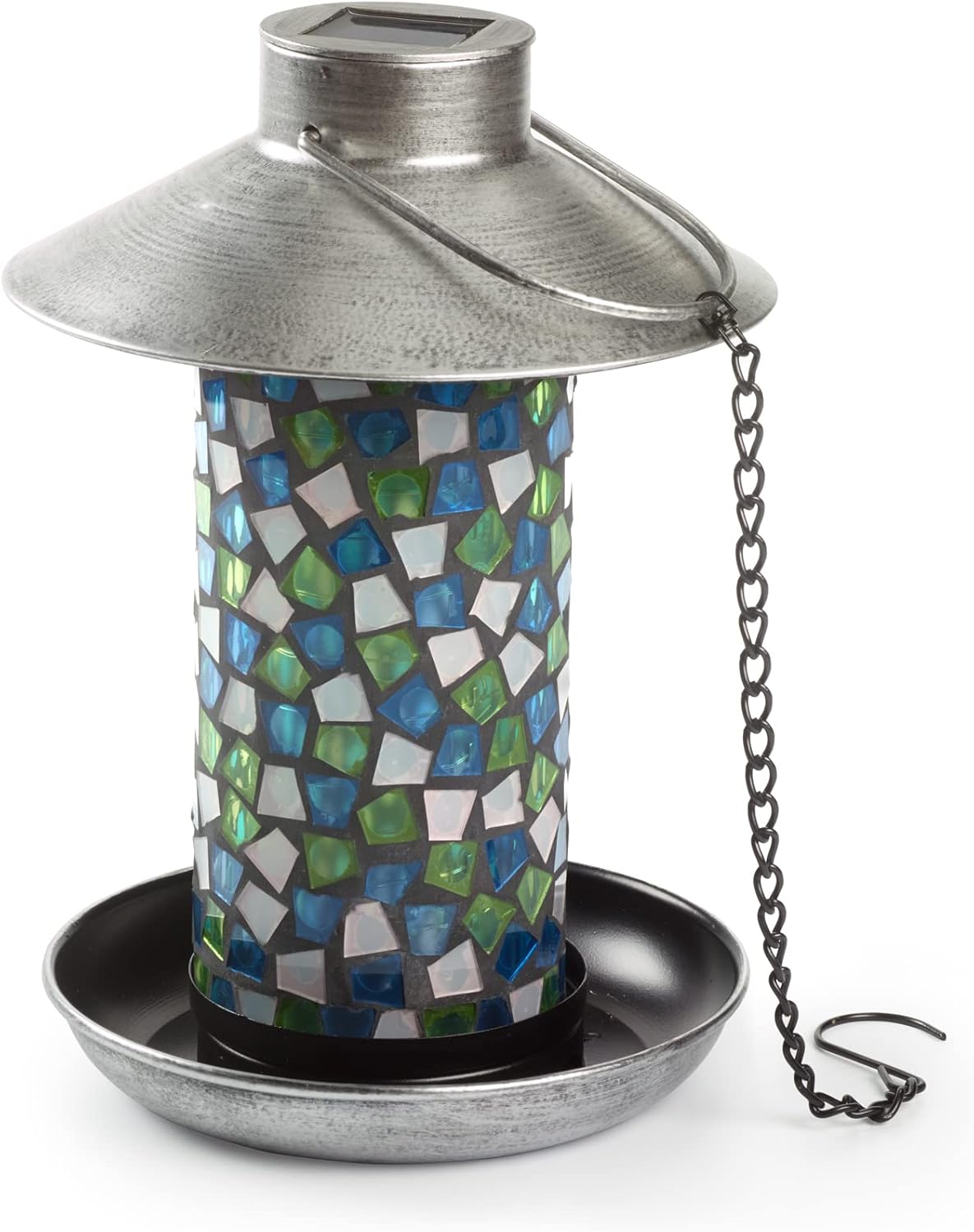 Smart Solar Adelie Mosaic Glass Copper Style Solar-Powered Bird Feeder