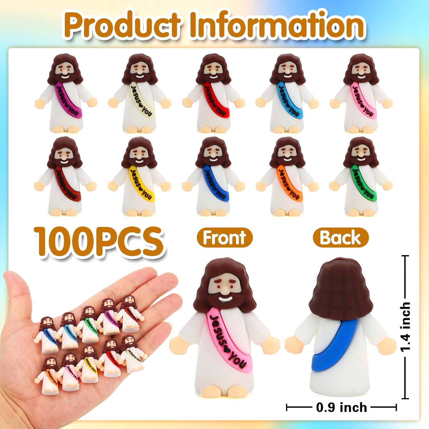 100 Pcs Little Jesus Figures, Jesus Loves You Figures, Mini Jesus Figu