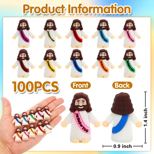 100 Pcs Little Jesus Figures, Jesus Loves You Figures, Mini Jesus Figu