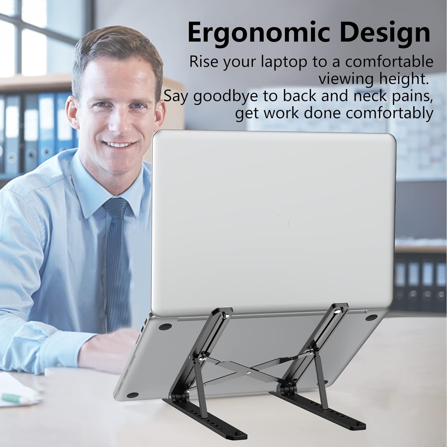 Laptop Stand for Desk, Adjustable Laptop Riser ABS+Silicone Foldable P